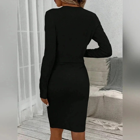 Women's Autumn And Winter Two Piece Set With Jacquard Color-Block But - Picture 5 of 5